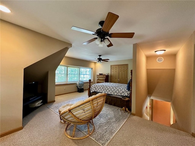1220 Dewitt Ave, Mattoon, IL 61938 - bedroom with carpet floors, baseboards, and a ceiling fan