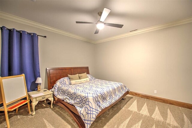 2125 Reserve Way, Decatur, IL 62521 - carpeted bedroom featuring ornamental molding, baseboards, and ceiling fan