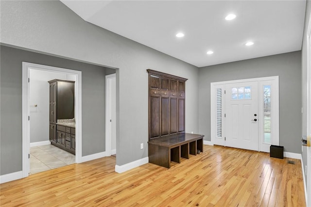 mudroom featuring light hardwood / wood-style flooring