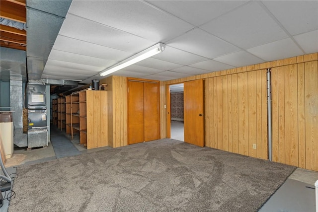 300 Olive St, Watson, IL 62473 - finished basement with carpet and wood walls