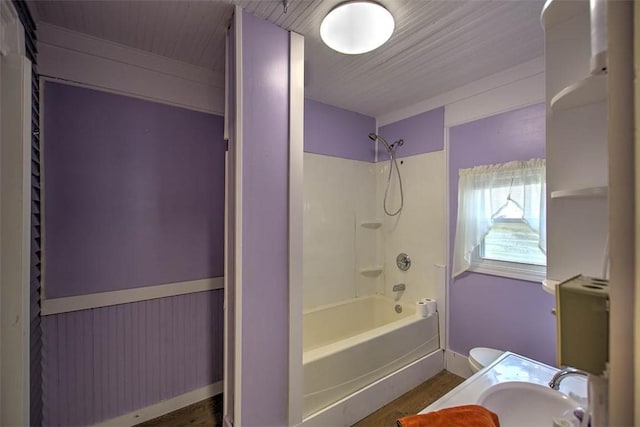 1591 Decatur St, Decatur, IL 62522 - full bathroom featuring shower / tub combination, vanity, and wood finished floors