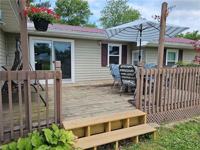 308 S Missouri St, Toledo, IL 62468 - wooden terrace with outdoor dining area