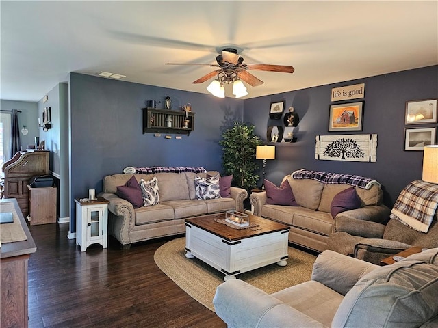 308 S Missouri St, Toledo, IL 62468 - living room with ceiling fan and wood finished floors