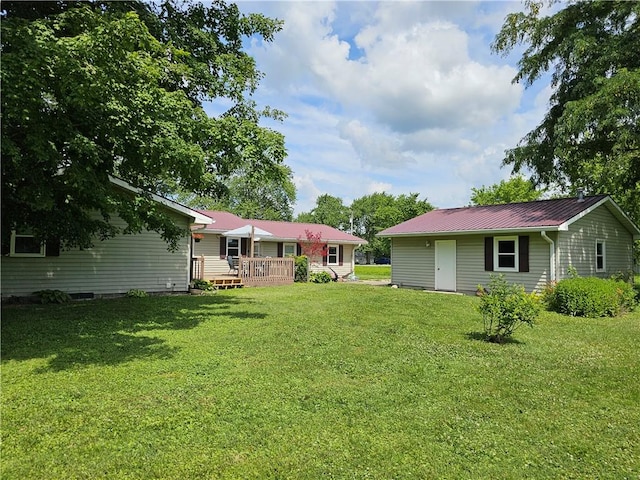 308 S Missouri St, Toledo, IL 62468 - view of grassy yard featuring a wooden deck