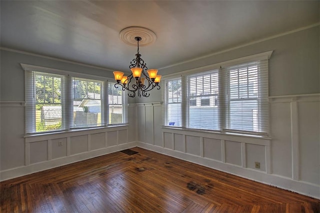 1470 W Decatur St, Decatur, IL 62522 - unfurnished dining area featuring a decorative wall, a chandelier, and a wainscoted wall