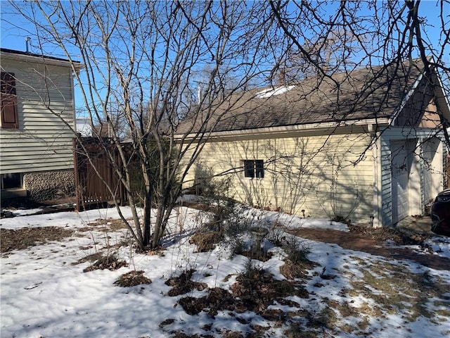 view of snow covered exterior