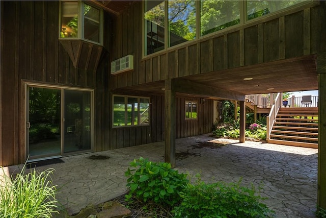 view of patio featuring stairs