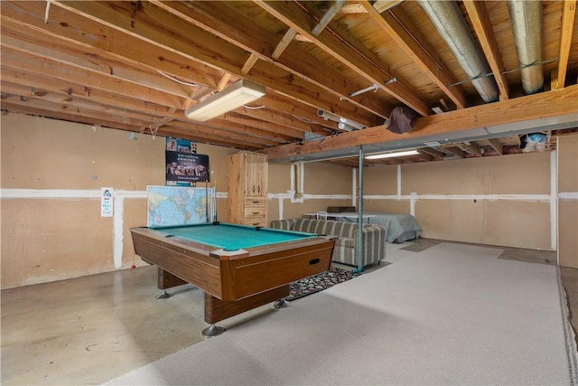 game room featuring concrete floors and billiards table