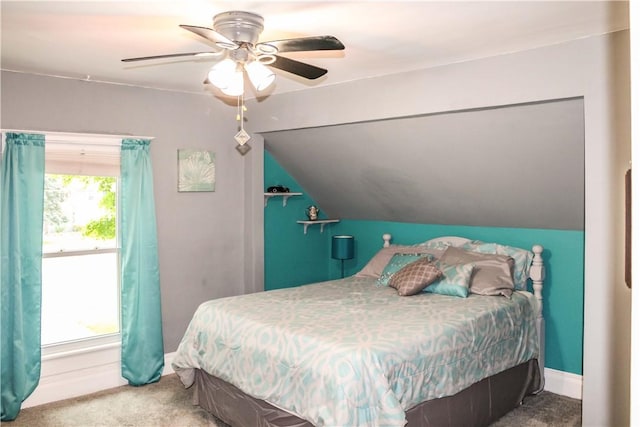 3416 Western Ave, Mattoon, IL 61938 - carpeted bedroom featuring lofted ceiling and ceiling fan