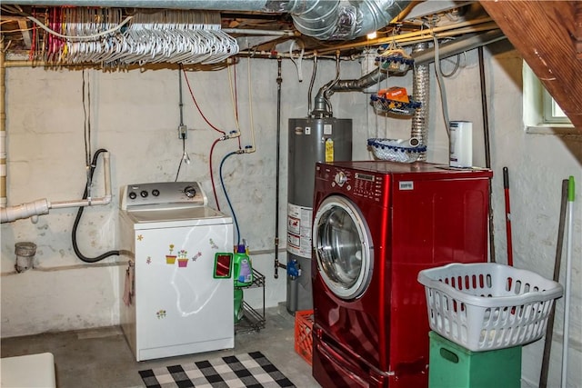 3416 Western Ave, Mattoon, IL 61938 - laundry area featuring gas water heater and washer and clothes dryer