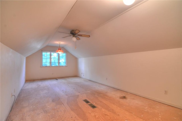 1225 W Pineview Ct, Decatur, IL 62526 - additional living space with lofted ceiling and ceiling fan