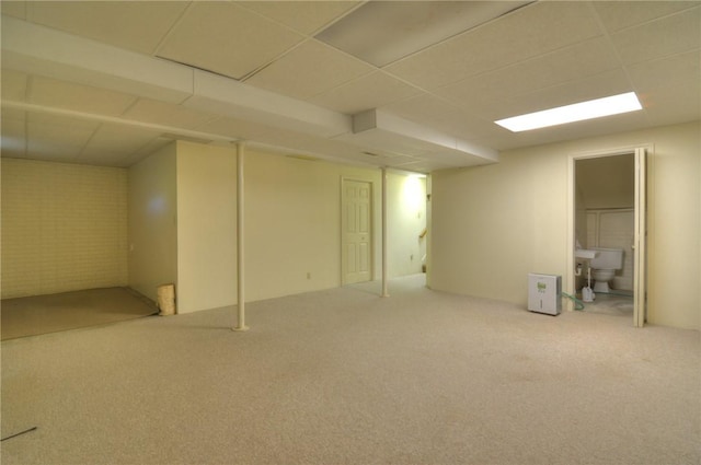 1225 W Pineview Ct, Decatur, IL 62526 - finished below grade area with carpet and a paneled ceiling