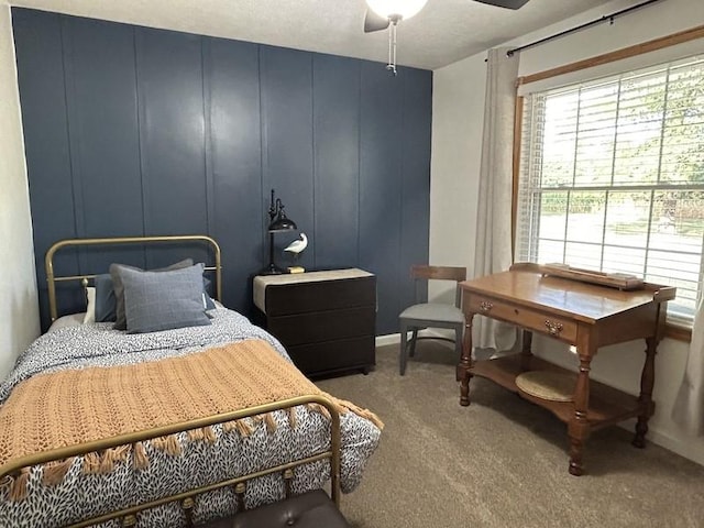 20786 Heritage Ln, Marshall, IL 62441 - bedroom with a decorative wall, light colored carpet, and a ceiling fan