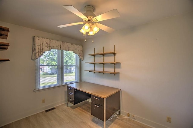 3204 Meadow Ln, Decatur, IL 62521 - unfurnished office with light wood finished floors and ceiling fan