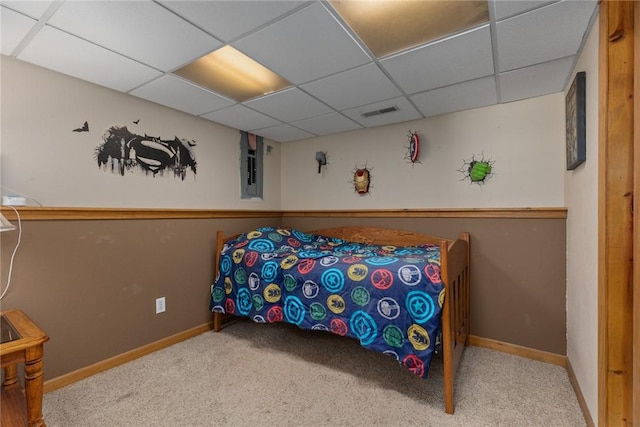 9234 E Topaz St, Effingham, IL 62401 - bedroom with a drop ceiling, carpet, baseboards, and electric panel