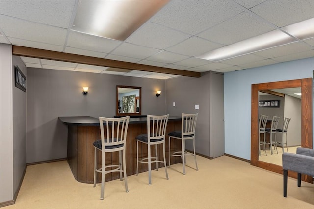 1022 Penguin St, Effingham, IL 62401 - indoor dry bar featuring carpet floors, a paneled ceiling, and baseboards