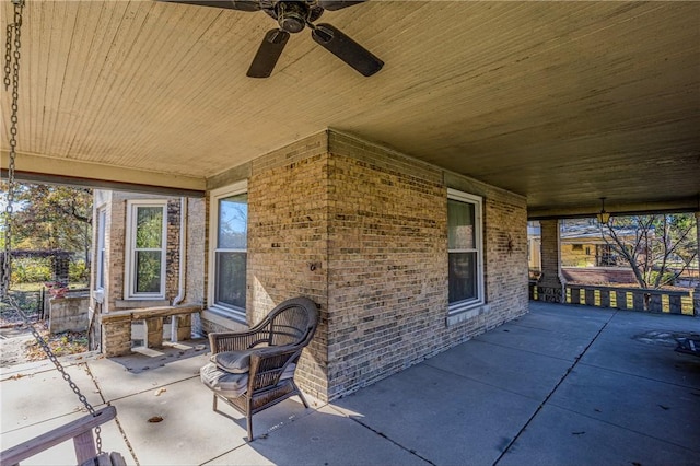 view of patio featuring a ceiling fan