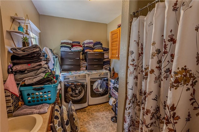 laundry area with independent washer and dryer and laundry area