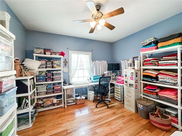 1165 Crooked Ln, Dennison, IL 62423 - office space with ceiling fan and wood finished floors
