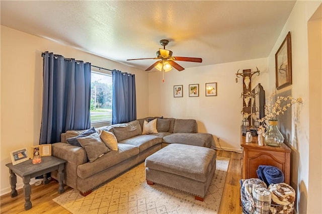 2430 Baker Ln, Decatur, IL 62526 - living room featuring light wood-style floors and ceiling fan