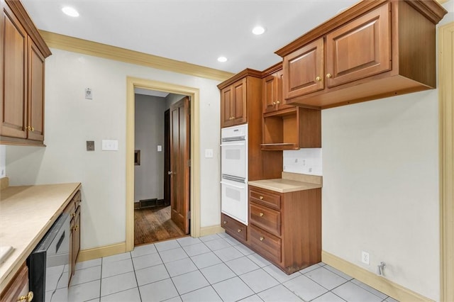 1655 N Vermilion St, Danville, IL 61832 - kitchen with light countertops, recessed lighting, baseboards, black dishwasher, and double oven