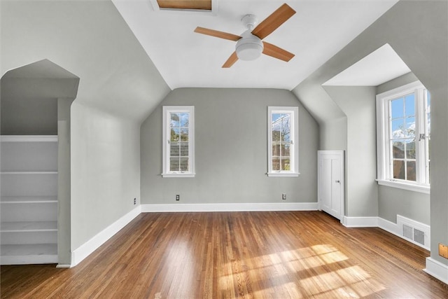 1655 N Vermilion St, Danville, IL 61832 - bonus room featuring a healthy amount of sunlight, a ceiling fan, visible vents, and wood finished floors