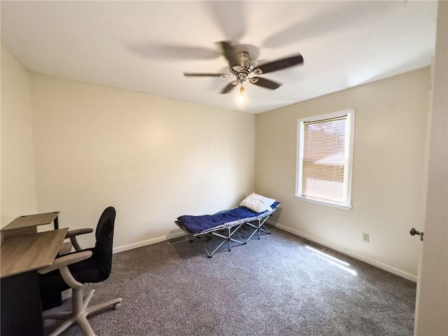 1402 N Howard St, Robinson, IL 62454 - home office featuring dark colored carpet and a ceiling fan