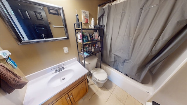1516 Eastview Ave, Danville, IL 61832 - bathroom featuring shower / bathtub combination with curtain, vanity, and tile patterned floors
