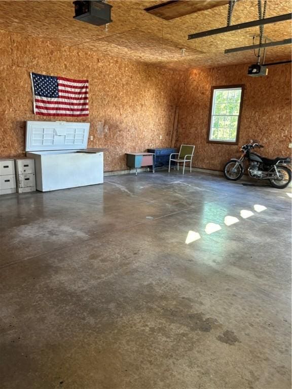 garage with a garage door opener
