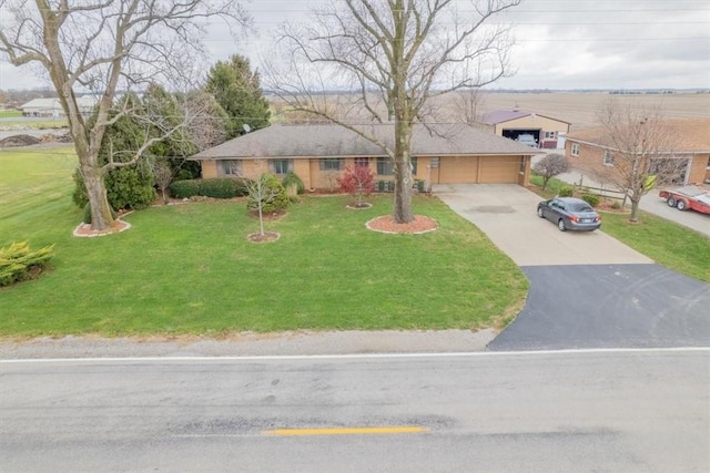 ranch-style house with a front lawn