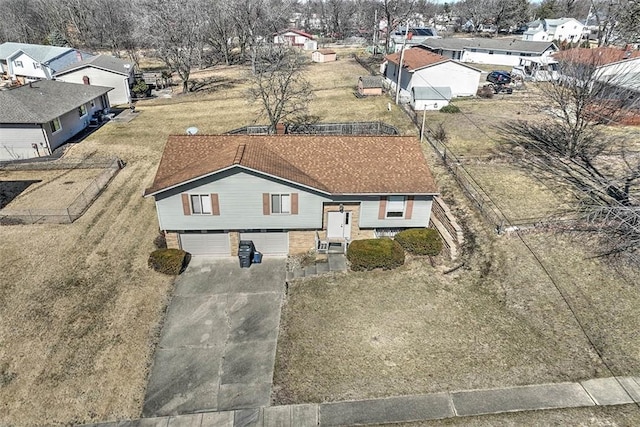 aerial view with a residential view