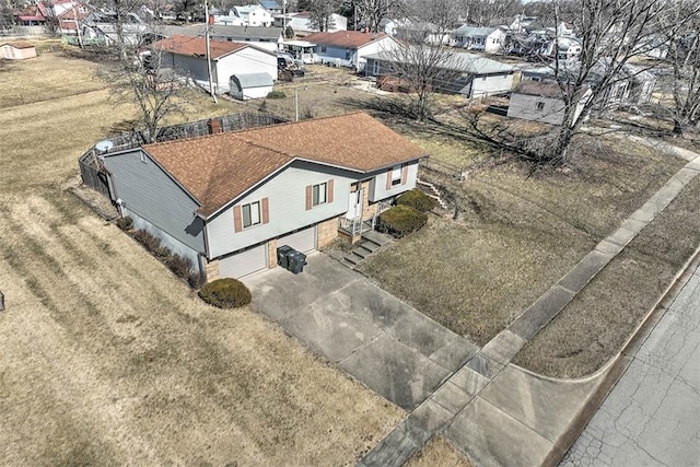 bird's eye view with a residential view