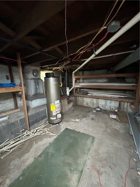 basement with gas water heater