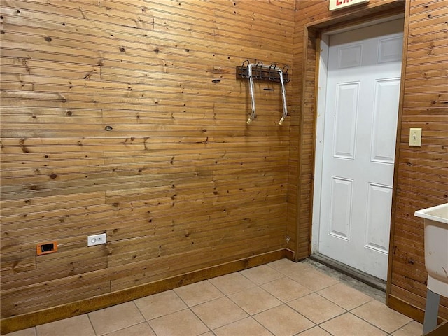 118AND116 Cumberland St, Greenup, IL 62428 - bathroom with wood walls and tile patterned floors