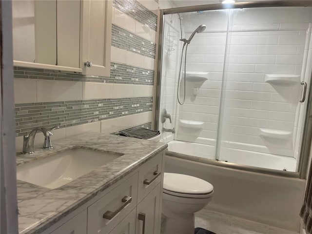 118AND116 Cumberland St, Greenup, IL 62428 - full bath featuring vanity, toilet, backsplash, and combined bath / shower with glass door