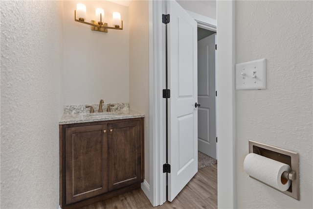 bathroom featuring hardwood / wood-style floors and vanity