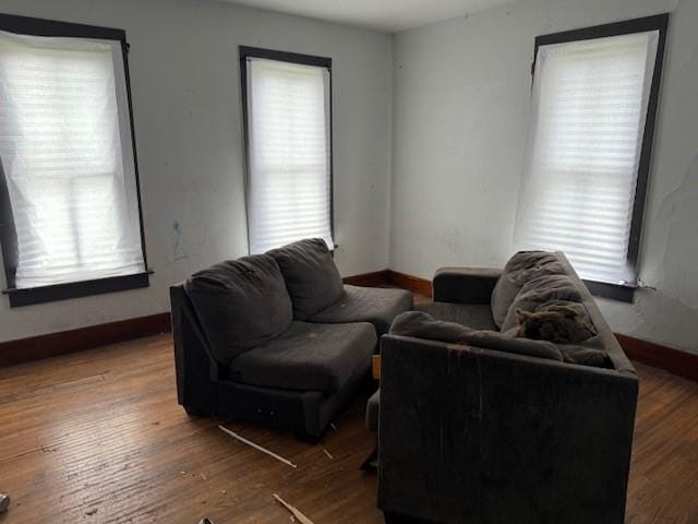905 N Griffin St, Danville, IL 61832 - living area with plenty of natural light, baseboards, and wood finished floors