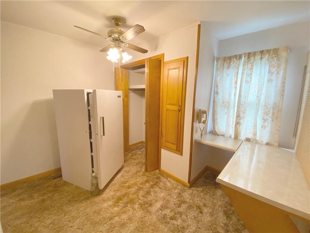 828 S Indiana St, Ashmore, IL 61912 - bathroom featuring a ceiling fan and baseboards