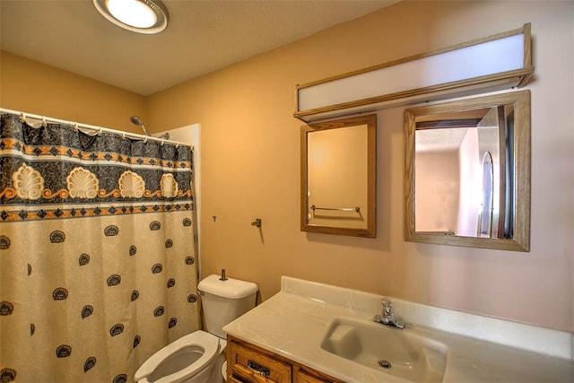 2839 E Wood St, Decatur, IL 62521 - bathroom featuring a shower with curtain, vanity, and toilet