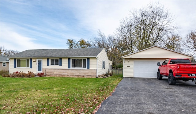 single story home with a front yard