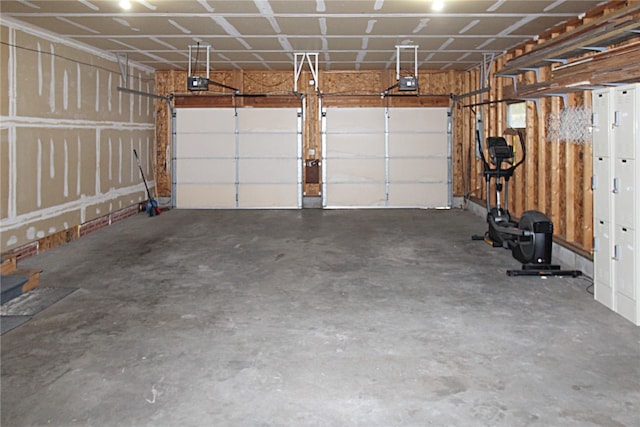 garage with a garage door opener