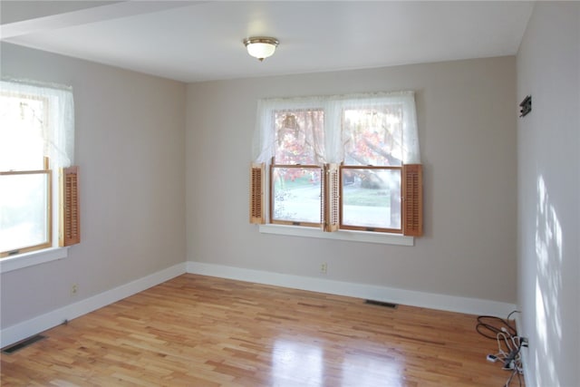 unfurnished room featuring plenty of natural light and light hardwood / wood-style flooring