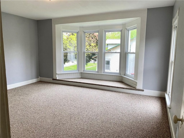 carpeted spare room with baseboards and a healthy amount of sunlight