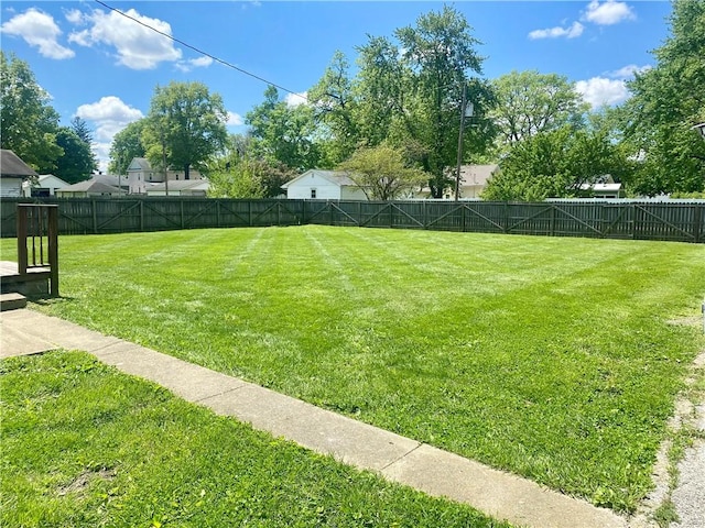 view of yard featuring a fenced backyard