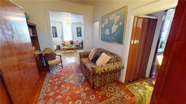 living area featuring wood finished floors