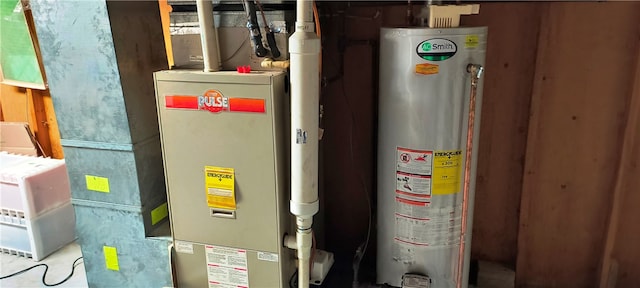 utility room with gas water heater