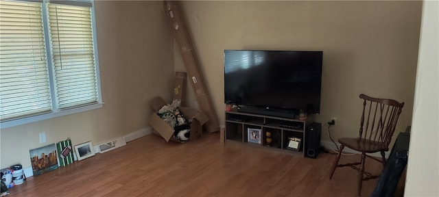 living room with hardwood / wood-style floors