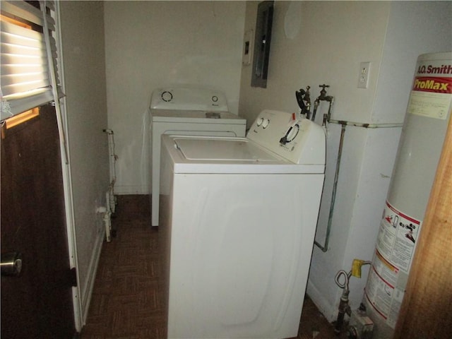 1729 N 20th St, Springfield, IL 62702 - laundry room with gas water heater, electric panel, and washer and dryer