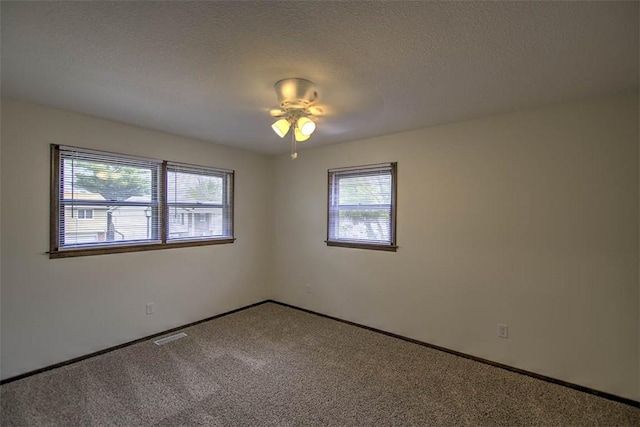 113 White Pines Cir, Decatur, IL 62521 - unfurnished room with healthy amount of natural light, carpet flooring, ceiling fan, a textured ceiling, and baseboards