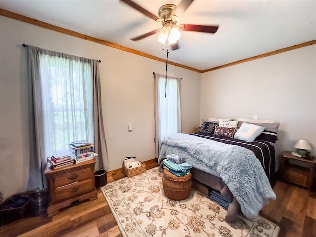 16781 E 1600th Ave, Palestine, IL 62451 - bedroom featuring wood finished floors, ornamental molding, and a ceiling fan